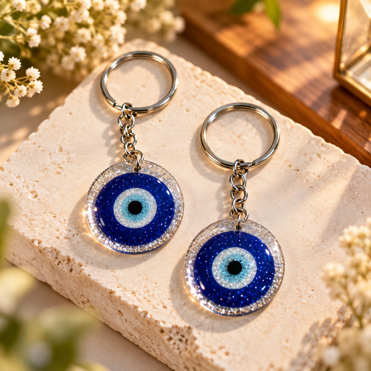 Resin Evil Eye Keychain Set